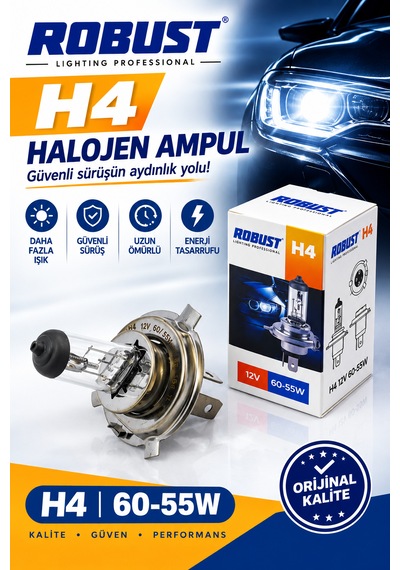 H4 12v 55w Halojen Far Ampulü