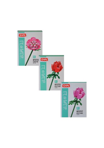 Ctoys Rose Ve Carnation Flower Block 3lü Set