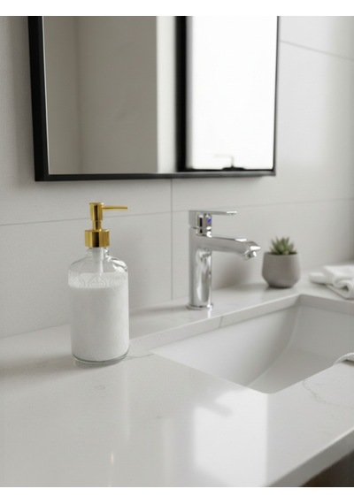 Cam Sıvı Sabunluk 750 Ml Banyo & Mutfak İçin Şık Cam Sabun Dispanseri Altın