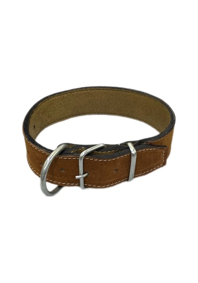 Lnleather El Yapımı Vaketa Deri Taba Orta Irk Köpek Tasması 60 CM Taba