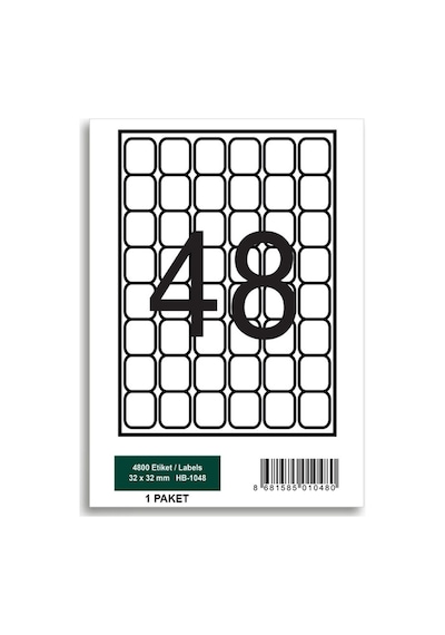 Herboy Hb-1048 32 X 32 Mm A4 Laser Etiket 100 Adet