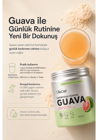 Guava Superfood Powder Guava İçeren Toz Takviye Edici Gıda