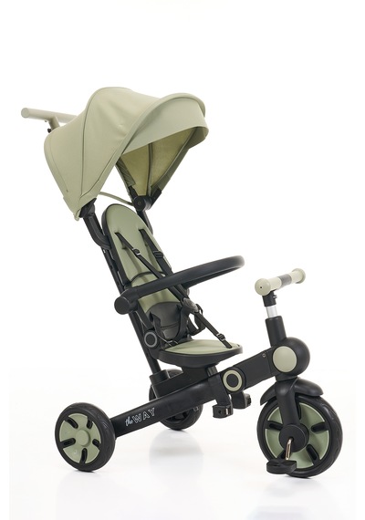 Flow 9in1 Smart Trike Çift Yönlü, Yatabilir, Katlanabilir, Denge Bisikleti Özellikli Bebek Ve Çocuk Bisikleti Haki