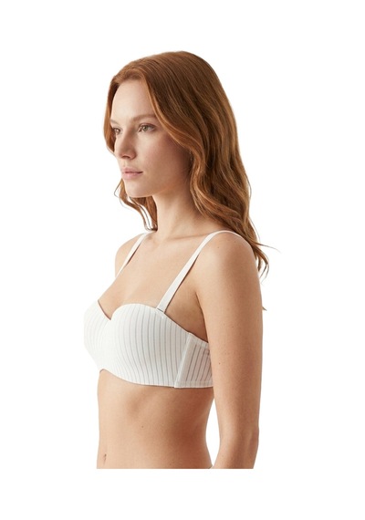 Cottonill Seamless Bra - Striva Beyaz Mikro Çizgi Desenli Balenli Toparlayıcı Kadın Sütyen Cottonill Seamless Bra - Striva Beyaz Mikro Çizgi Desenli Balenli Toparlayıcı Kadın Sütyen