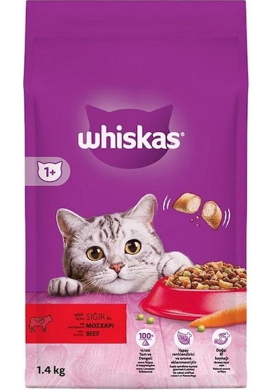 Whiskas Biftekli Ciğerli Yetişkin Kedi Maması 1,4 Kg
