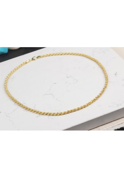 Glorria Gümüş 4 Mm Halat Burgu Zincir Kolye Sarı