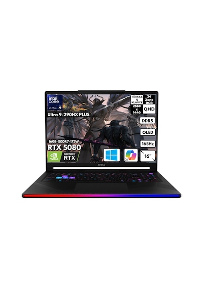 MSI Raider 16 Max HX B2WI-092TRHMF3 Ultra 9 290HX Plus 48 GB 2 TB SSD 16 GB RTX5080 16" W11H Dizüstü Bilgisayar