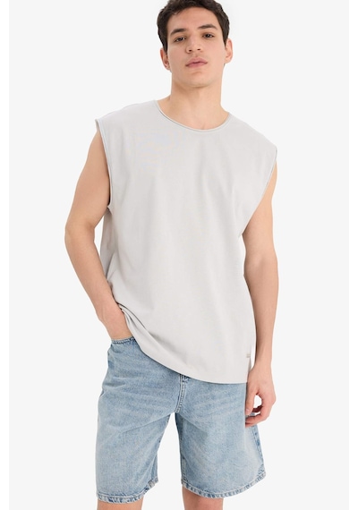 Defacto %100 Pamuk Boxy Fit Bisiklet Yaka Basic Düz Atlet C7205ax25smgr184 Gri