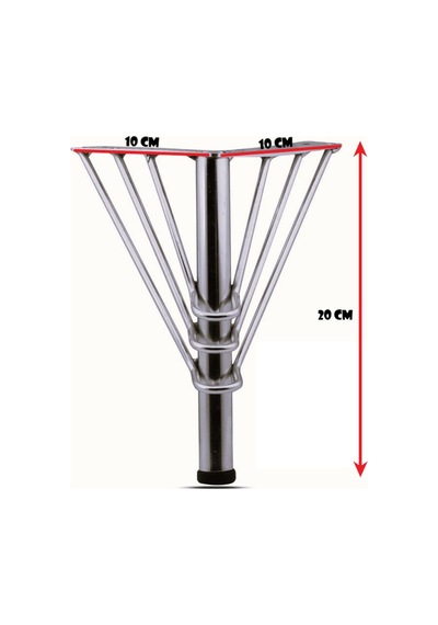 Telli Lüks Mobilya Kanepe Sehpa Tv Ünitesi Koltuk Ayağı 20 Cm Krom Gümüş Metal Baza Ayak 4 Adet Gümüş