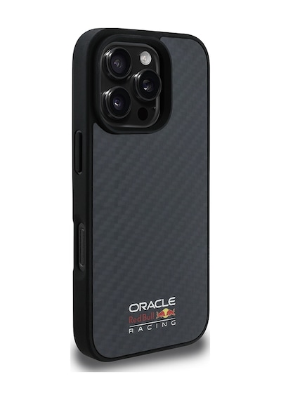 Apple Uyumlu iPhone 16 Pro Kılıf Redbull Lisanslı Magsafe Karbon Fiber Parlayan Logolu Kapak Siyah
