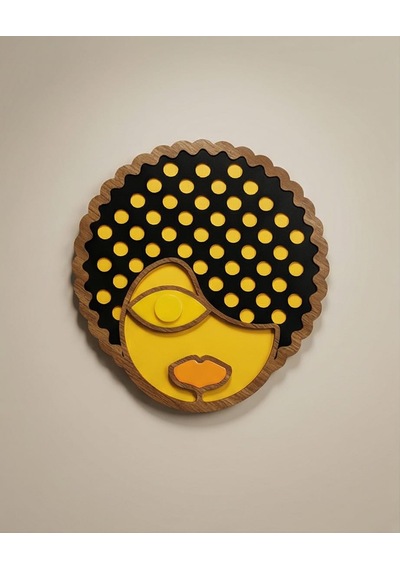 Afro Saçlı Modern Mdf Ahşap Duvar Maskı - Dekoratif Picasso Tarzı Duvar Sanatı 1