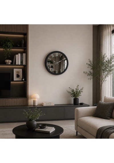 Büro Ev Ofis Hediyesi İçin 40cm Aynalı Siyah Imperial Stil Duvar Saati Diğer