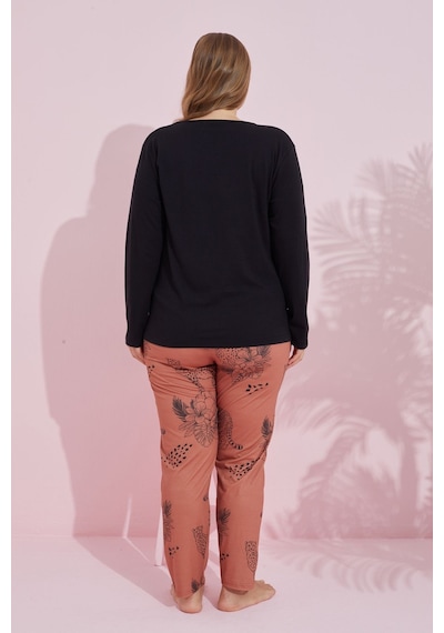 Siyah İnci Pamuklu Curve Büyük Beden Battal Boy Örme Pijama Takım24240740 Siyah Siyah İnci Pamuklu Curve Büyük Beden Battal Boy Örme Pijama Takım24240740 Siyah