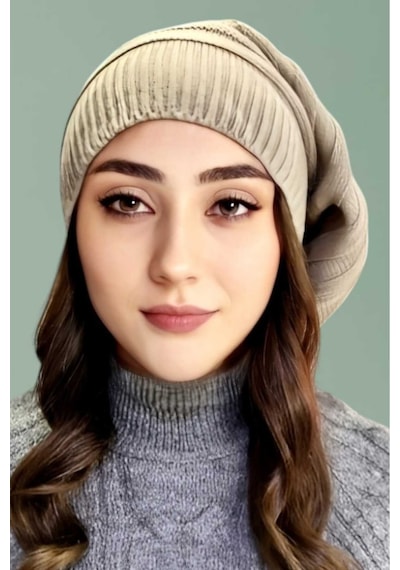 Uniquetrenders Kadın Kışlık Triko Örgü Bere Ve Boyunluk Camel