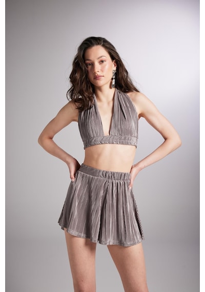 Holly Lolly Beli Lastikli Mini Comfy Şort Vizon