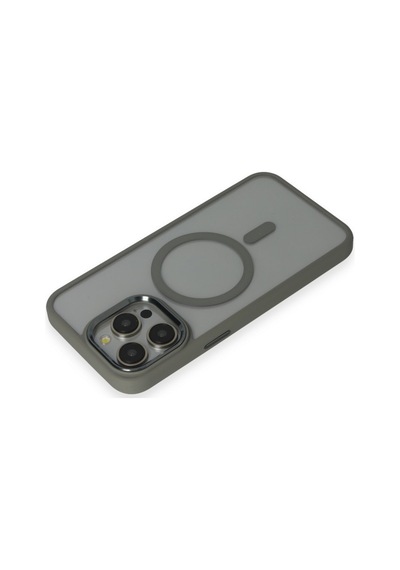 Apple iPhone Uyumlu 15 Pro Max - Kılıf Room Magneticsafe Silikon - Gri
