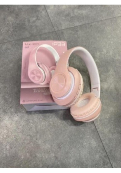 Pembe Macaron Set Bluetooth Kablosuz Stereo Kulaklık