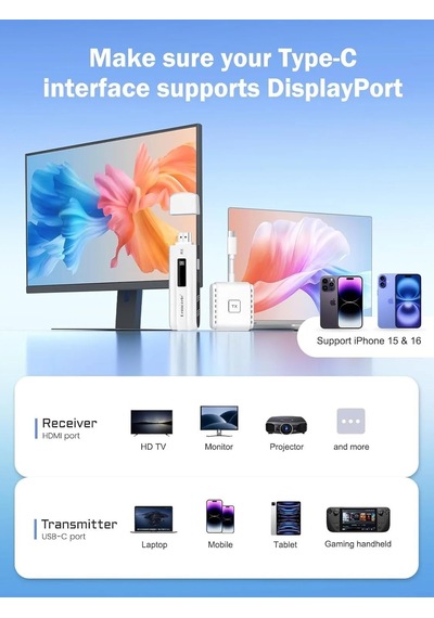 Lemorele P300 Kablosuz Hdmı/usb C Görüntü Aktarım Cıhazı