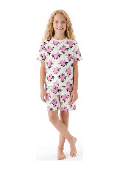 Modanino Kız Çocuk %100 Pamuk Ve Şortlu Pijama Takımı 8-13 Yaş 12721ıs Pembe