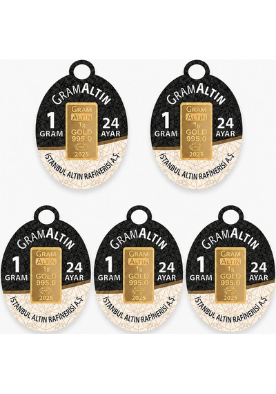 AgaKulche İAR 1 Gram (995) 24 Ayar Külçe Altın 5 Adet