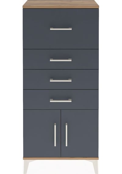Arges Dolap 4 Çekmeceli 2 Kapaklı 60x30x134 Çam-antrasit Atlas Çam