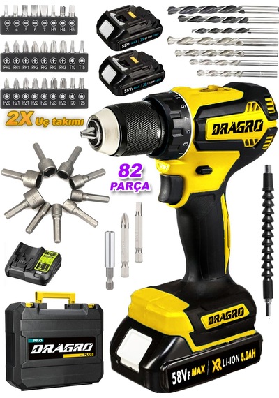 Dragro Alman DRG-58VF Darbeli Şarjlı Matkap Akülü Vidalama