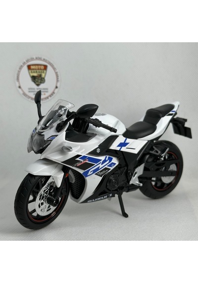 Suzuki Gsx250r 1:12 Sesli Işıklı Diecast Motosiklet Modeli - Beyaz Mavi