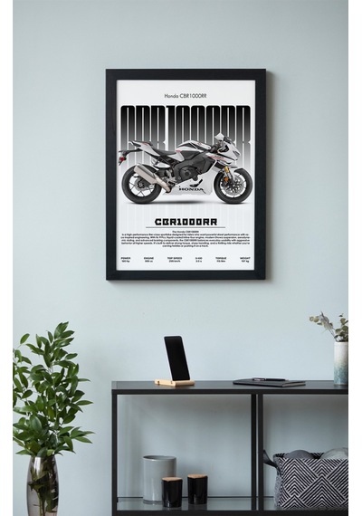 Honda Cbr1000rr Ahşap Çerçeveli Poster Tablo Fireblade Racing Style