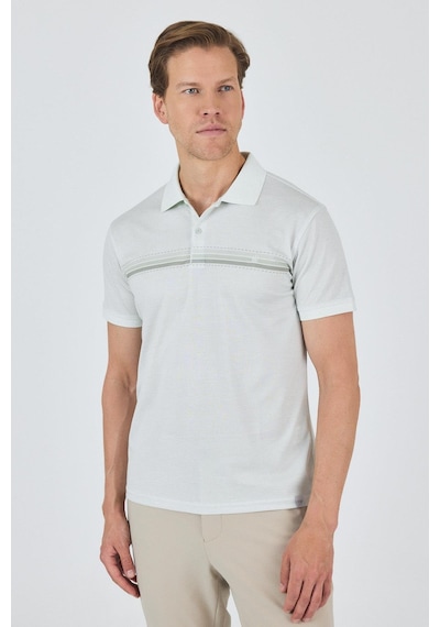 Kısa Kol Baskılı Pike Polo Yaka Cepsiz Slim Fit Tişört 1011250168 Su Yeşili
