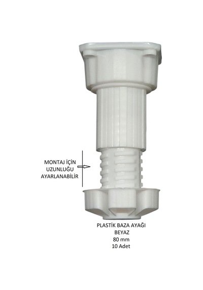 Plastik Baza Ayağı, Beyaz, 8 Cm 10 Adet Beyaz