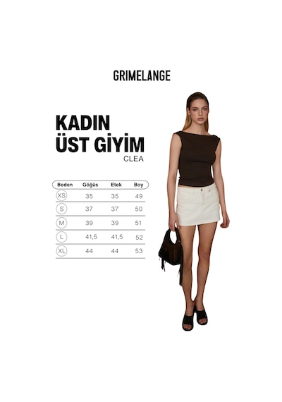 Grimelange Clea Kadın Yumuşak Ve Esnek Kumaşlı Sırt Dekolte Detaylı Slim Fit Kahverengi Bluz