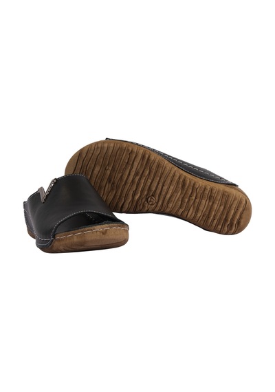 Napa Shoes Hakiki Deri Yumuşak Taban Rahat Günlük Kadın Terlik Napa-211 Siyah