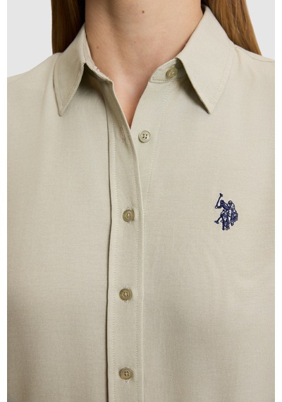 U.S. Polo Assn. Kadın Açık Haki Uzun Kollu Basic Gömlek 50324791-vr183 Acık Hakı