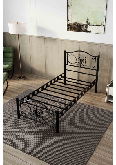 Argimo Pero Tek Kişilik Ferforje Metal Karyola 100 x 200 Siyah Argimo Pero Tek Kişilik Ferforje Metal Karyola 100 x 200 Siyah