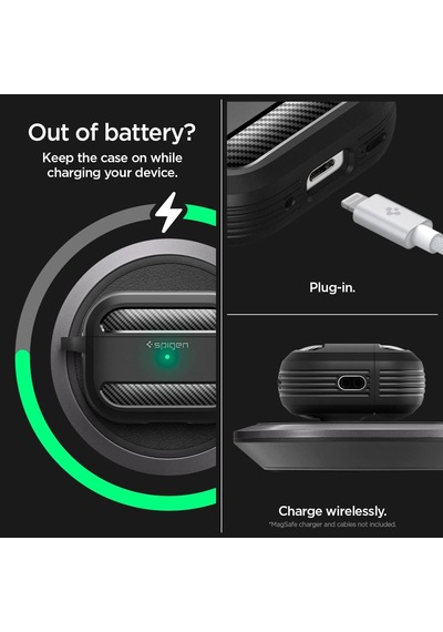 Airpods Pro 2/1 İle Uyumlu Kılıf Rugged Armor Matte Black - Acs05482