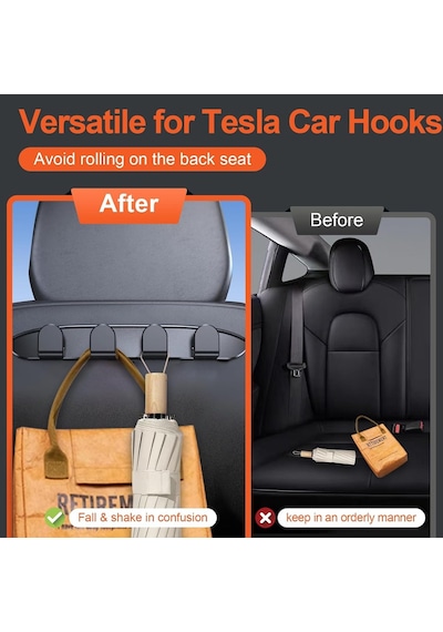 Tesla Model 3 Model Y 2017-2023 İçin Koltuk Sırtlığı Kancaları, Kafalık Katlanabilir Kancalar, Tesla Model 3 Mode Genel