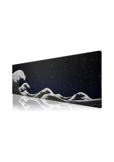 Klasse Pro - 10 Farklı Model Dikişli Kenar 90x40 Cm Oyuncu Gaming Mouse Pad Kanagawa Yıldızlar, 90x40 Cm