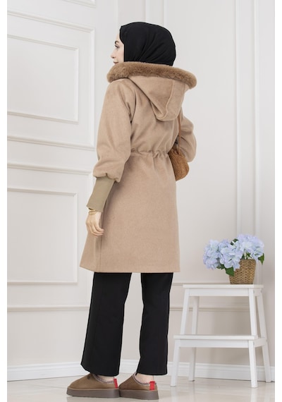 Beli İçten Tünelli Kapüşonlu Kap-camel-5556 Camel