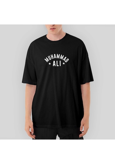 Muhammad Ali Text Oversize Siyah Tişört Siyah