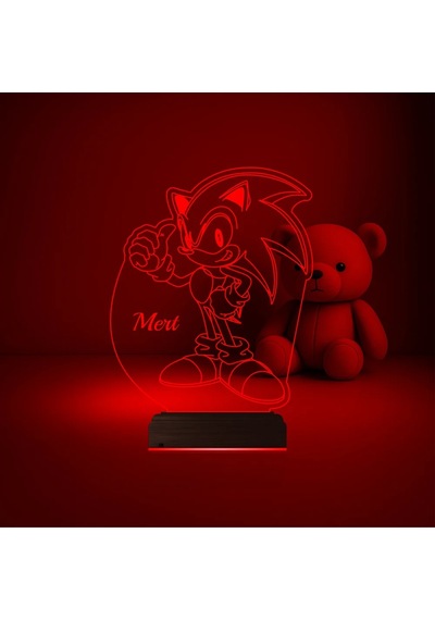 Luvivia Çocuk Odası Çizgi Film Sonic Kişiye Özel 3d Lamba - Masa Gece Lambası V2 Şeffaf