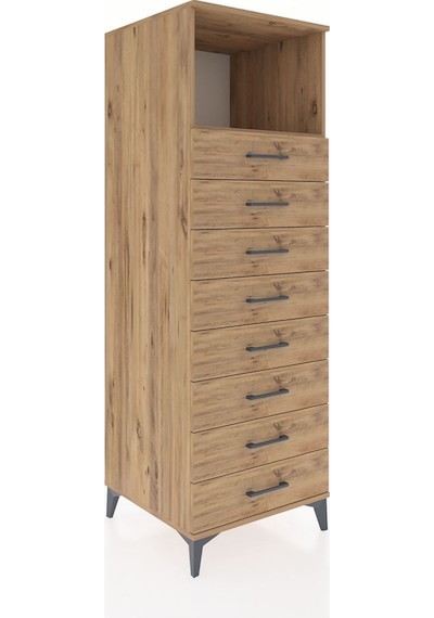 Kronos Dolap Tek Raflı 8 Çekmeceli 60x59x182 Çam-çam Çam