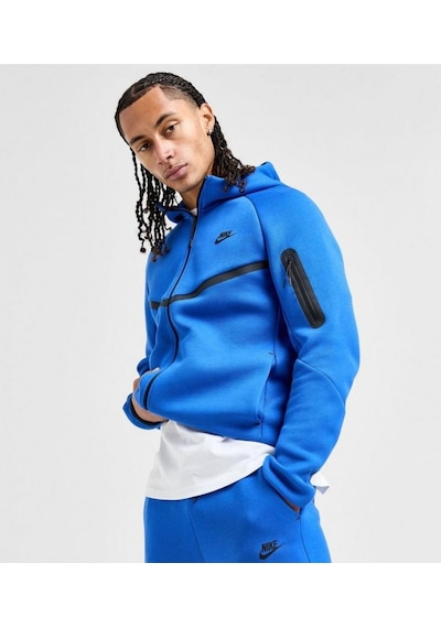 Tech Fleece Windrunner Hoodie Erkek Sweatshirt Mavi