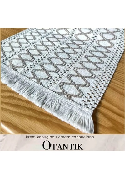 Masa Üzerine Runner, Sehpa Örtüsü Fransız Dantel Detaylı Otantik 40 X 140 Cm Krem Kapiçino