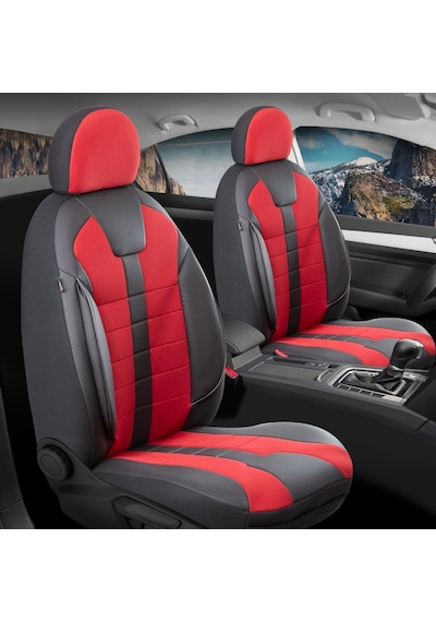 Chery Tiggo 8 Pro Max Intelligent Deri Detaylı Oto Koltuk Kılıfı Ön Arka Takım Siyah Kırmızı Vista Fs