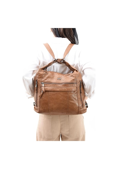571 Collections Suni Deri Yumuşak Dokumalı Sırt Omuz Çantası Taba Model: 571-11-13b - Taba