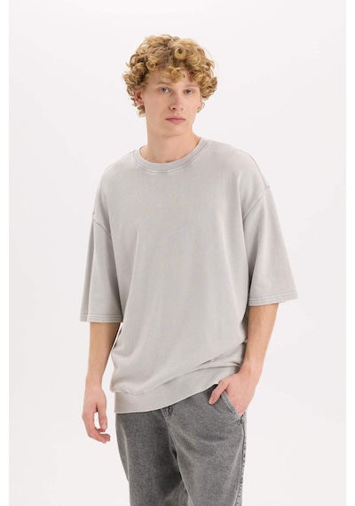DeFacto Loose Fit Bisiklet Yaka Yıkamalı Soluk Efektli Kısa Kollu Tişört C0709AX25SPGR367