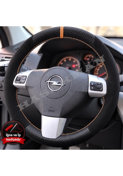 Opel Meriva A Dikme Direksiyon Kılıfı Alcantara Süet Mat Karbon Taba Yüzük Ve Dikiş 2006-2010 Siyah