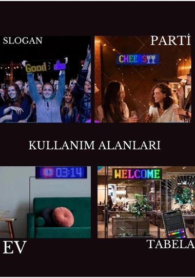 Led Matrix 60 Cm Uzunluğunda En Büyük Boy Panel Dijital Ekran Kumandalı App Kontrollü Oto Aksesuar