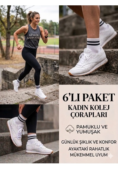 Km Collections 6'lı Set Kolej Çorap Kadın&erkek Beyaz