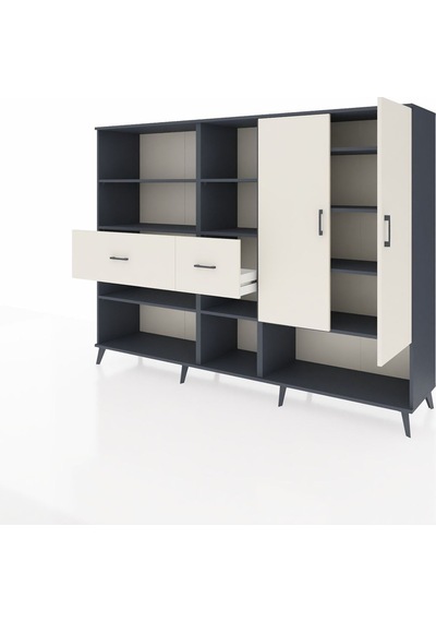 Hyperion Dolap 10 Raflı 2 Çekmeceli 2 Kapaklı 220x44x163 Antrasit Antrasit-aytaşı Hyperion Dolap 10 Raflı 2 Çekmeceli 2 Kapaklı 220x44x163 Antrasit Antrasit-aytaşı